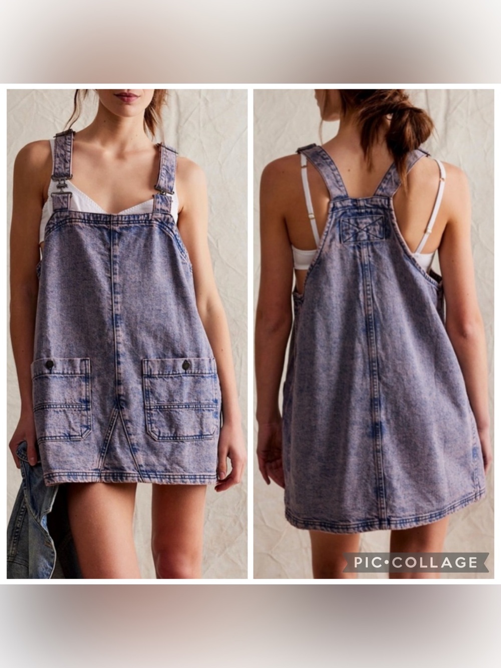We The Free Overall Smock Mini Top Dress Pink Dreams Wash Large